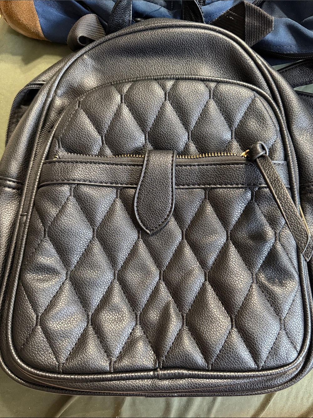 MontanaWest Select Black Quilted Faux Leather Backpack Purse Adjustable Straps